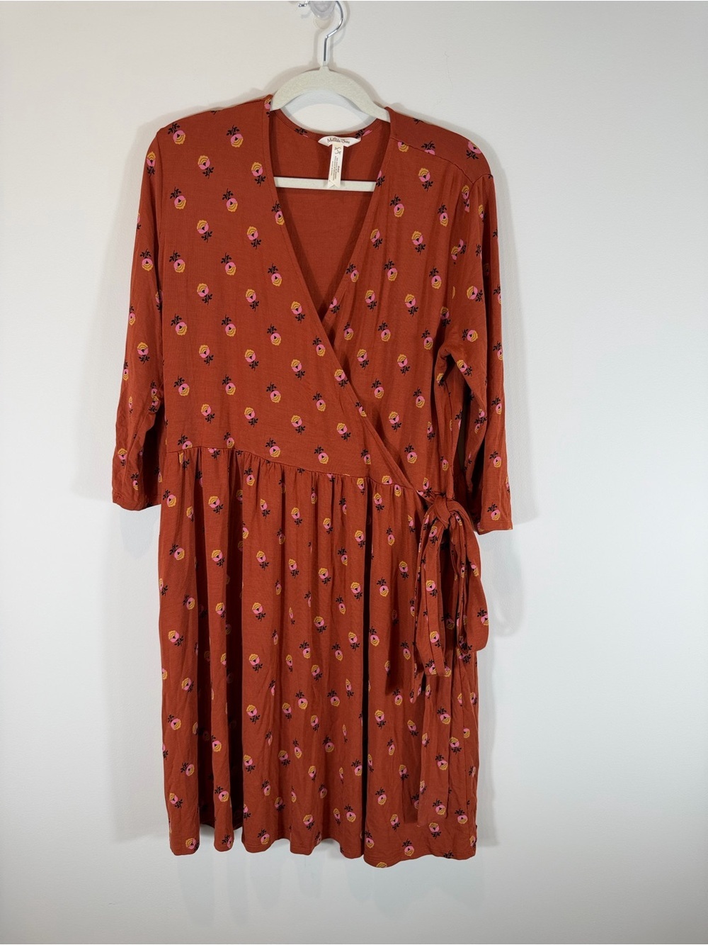 Matilda Jane Rust Floral Wrap Knit Midi Dress Size Large